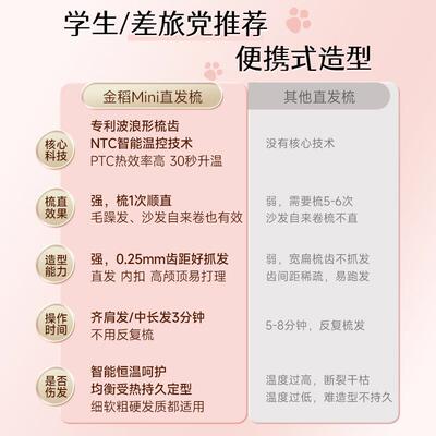迷你直发梳器板卷发两用神器直棒不夹伤发烫防懒人学89898生可携