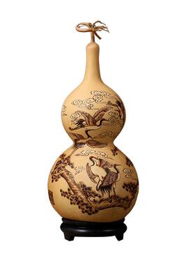 特色手工艺品画大葫芦摆件松鹤烙年天然有龙ODR延头家居风中国水