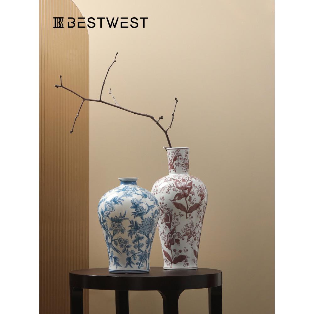青瓷花瓶轻奢高花级感陶中瓷件JCD-1758覆古插花富贵竹摆水培荷花