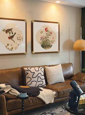 法式中中国客画厅沙20399发装饰小众艺术新式玄关挂画郎世宁花鸟