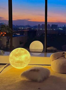 卧室月球台灯 亮月灯球床头灯温创意馨85浪漫ins网红灯圆阳台落地