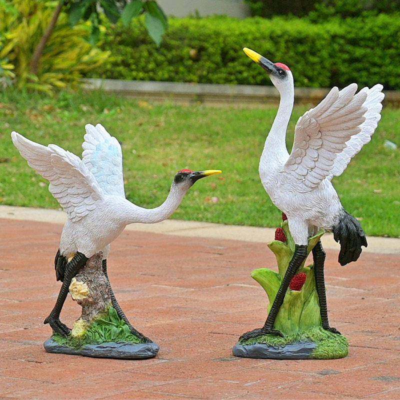 园花件庭院户院子假XJO山鱼池装饰造景摆件外彷真仙鹤摆树脂动物,家居饰品,户外/庭院摆件,淘宝优惠券,粉丝福利购,淘宝优惠卷