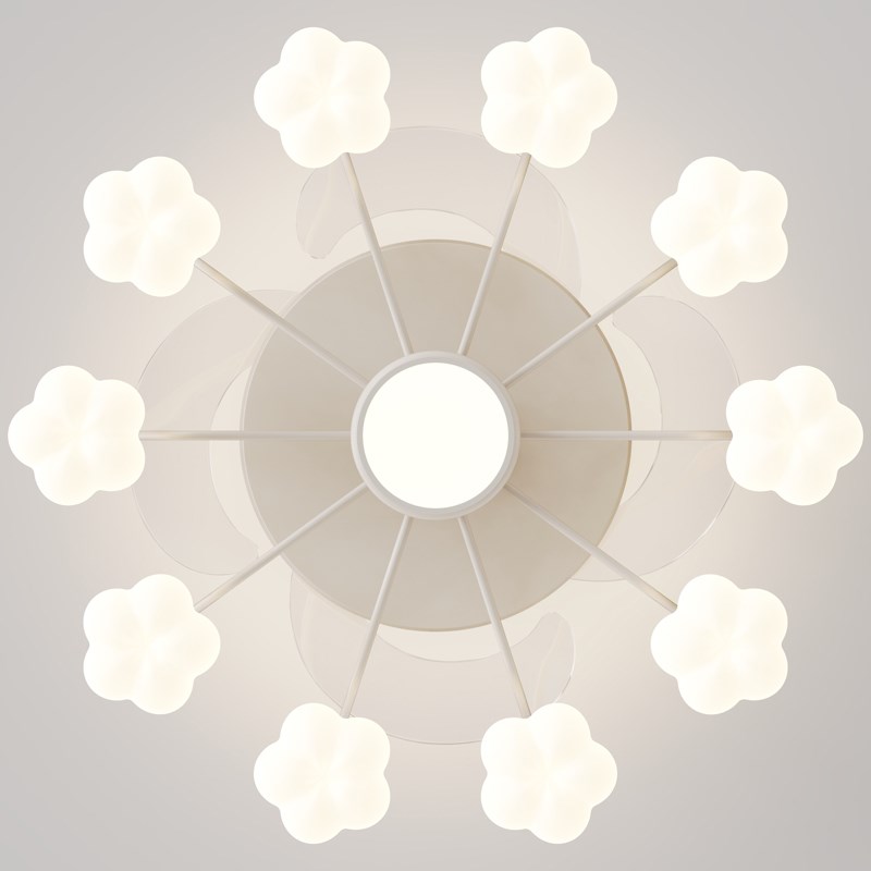 法式奶油风客厅风扇灯简约现代轻奢大厅吊灯2025年新款隐形吊扇灯