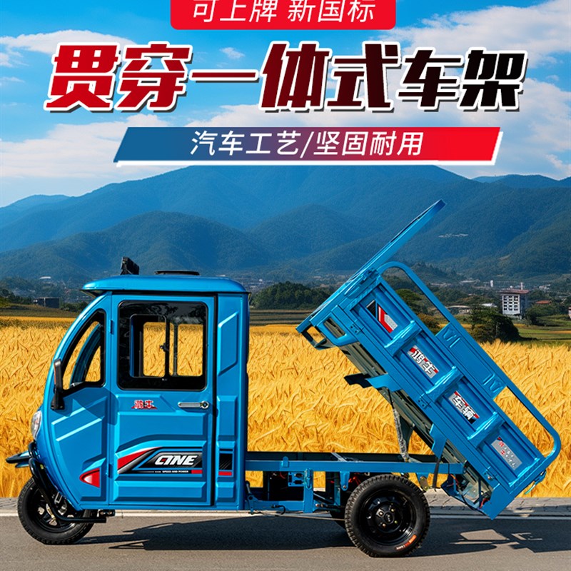 电动三轮车小型拉货家用货车2025新款农用国标可上牌载重王带雨棚