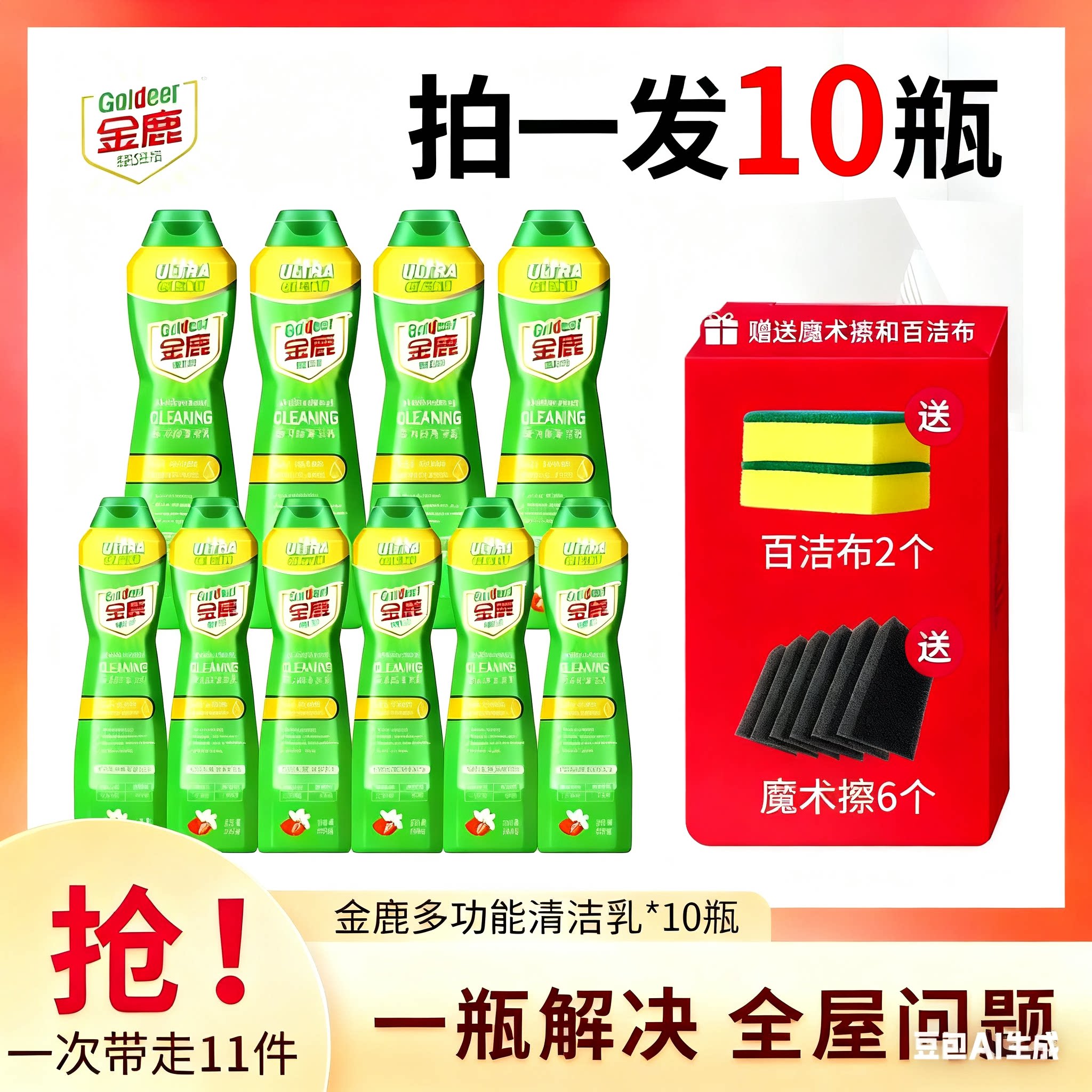 金鹿嫩绿宝多功能清洁乳正品