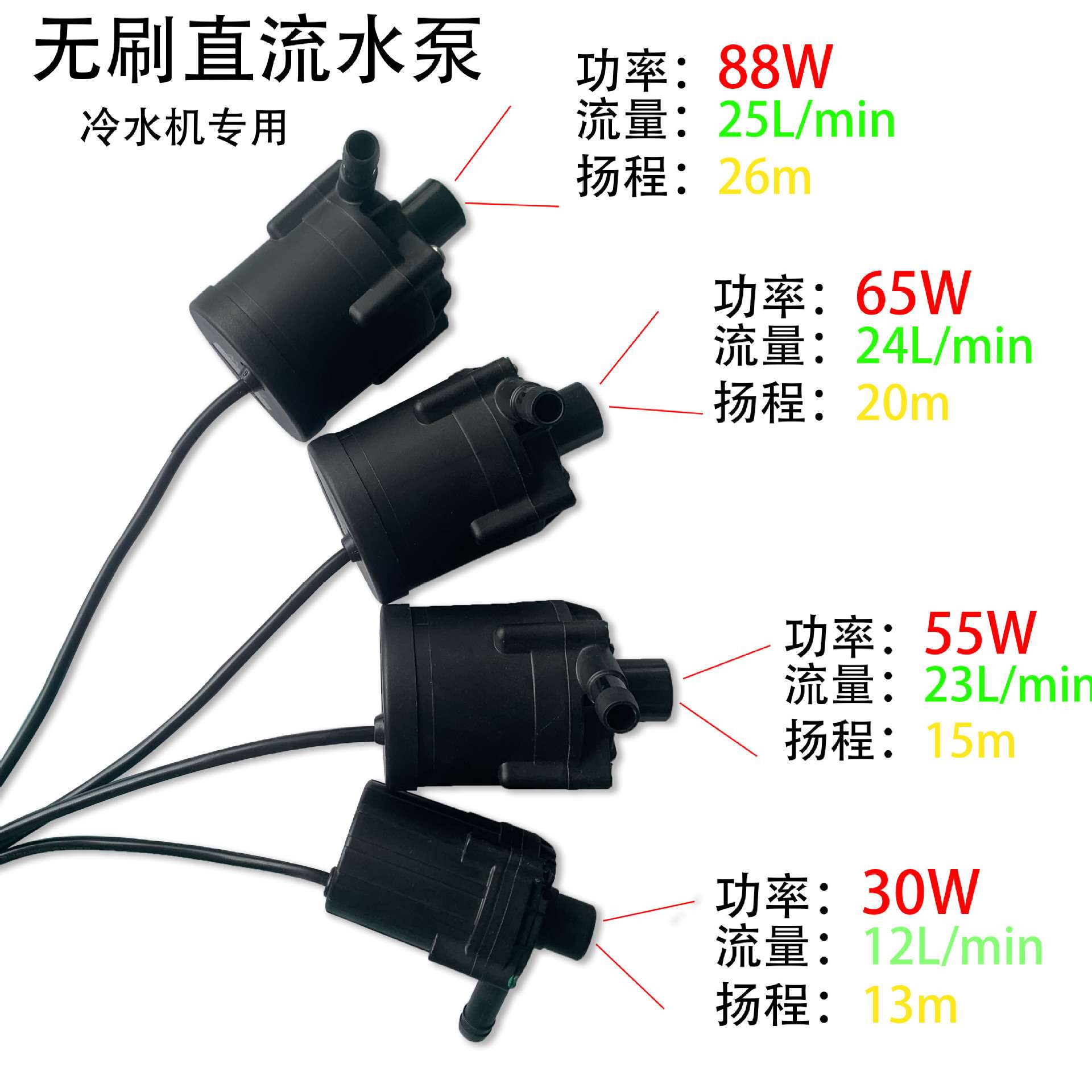 小型工业水泵30W/55W/65W/88W无刷直流水泵原装冷水机专用配件泵