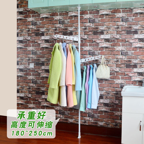 窗台式单杆挂衣架简易伸缩晾衣架阳台晒衣架折叠免钉室内衣架