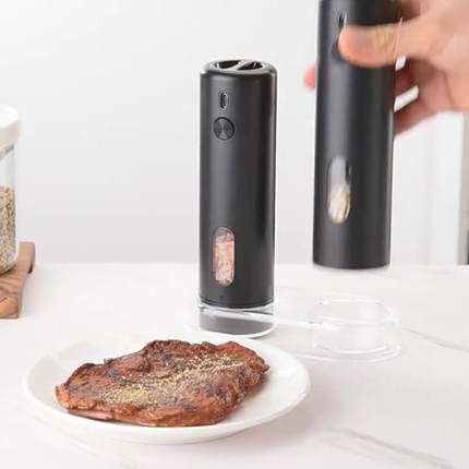 电动胡椒研磨器厨房调料瓶重力感应USB充电海盐电动胡椒研磨器