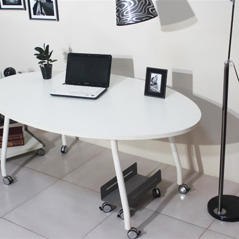 简约现代组装电脑桌台式家用移动椭圆书桌餐桌办公书桌