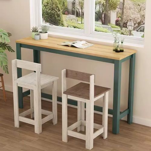 实木长方形窄桌桌子靠墙阳台隔断书桌简易家用桌椅组合高脚桌子