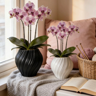 新款法式复古珍珠釉轻奢手工花盆家居装饰高级蝴蝶兰蕙兰专用花盆