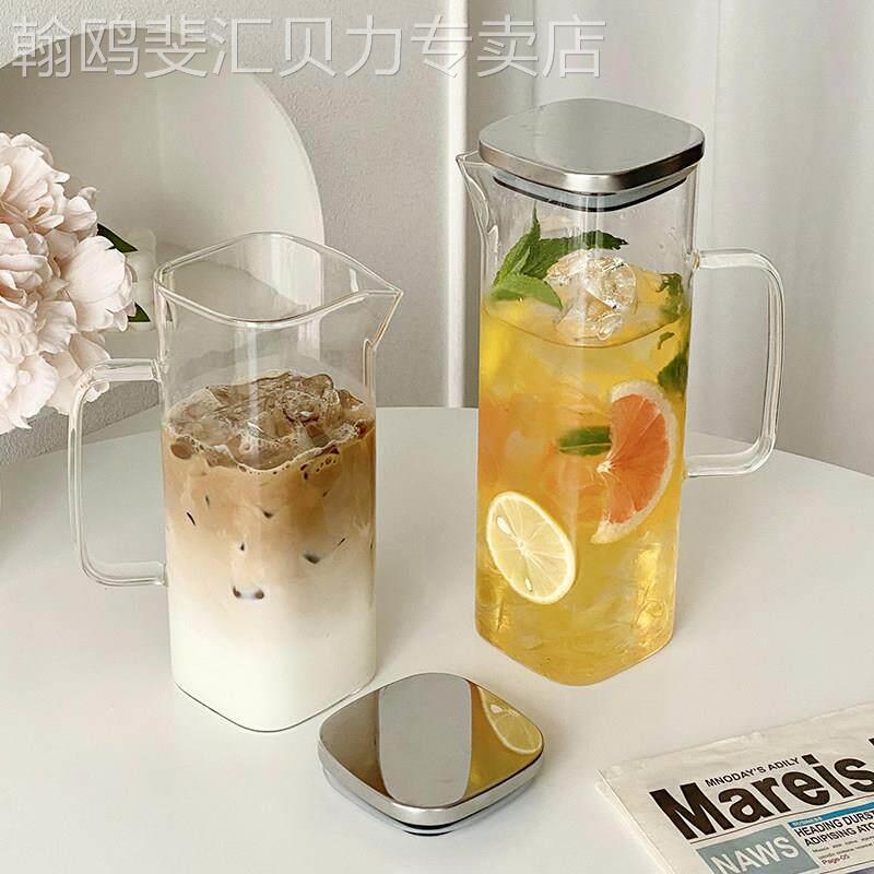 方形大容量冷水壶带把夏天家用玻璃耐高温冷水冰水泡茶壶果汁冷水