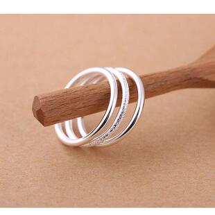 足银古法戒指女个性简约食指尾戒小众高级感素圈闭口戒指尾戒