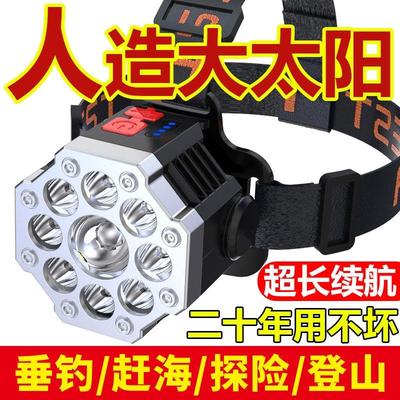 超亮头戴式强光头灯手电筒户外远射充电式小氙气矿灯大功率锂电池