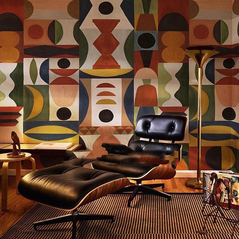 3D抽象创意艺术餐厅背景墙壁纸复古墙布玄关卧室影视墙纸咖啡壁画