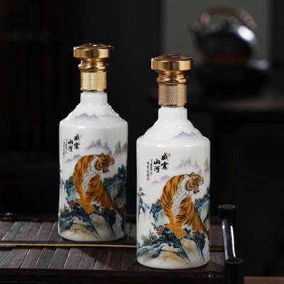 1斤装生肖老虎陶瓷酒瓶一次性彷伪盖茅型散酒空酒壶酒坛装饰摆饰