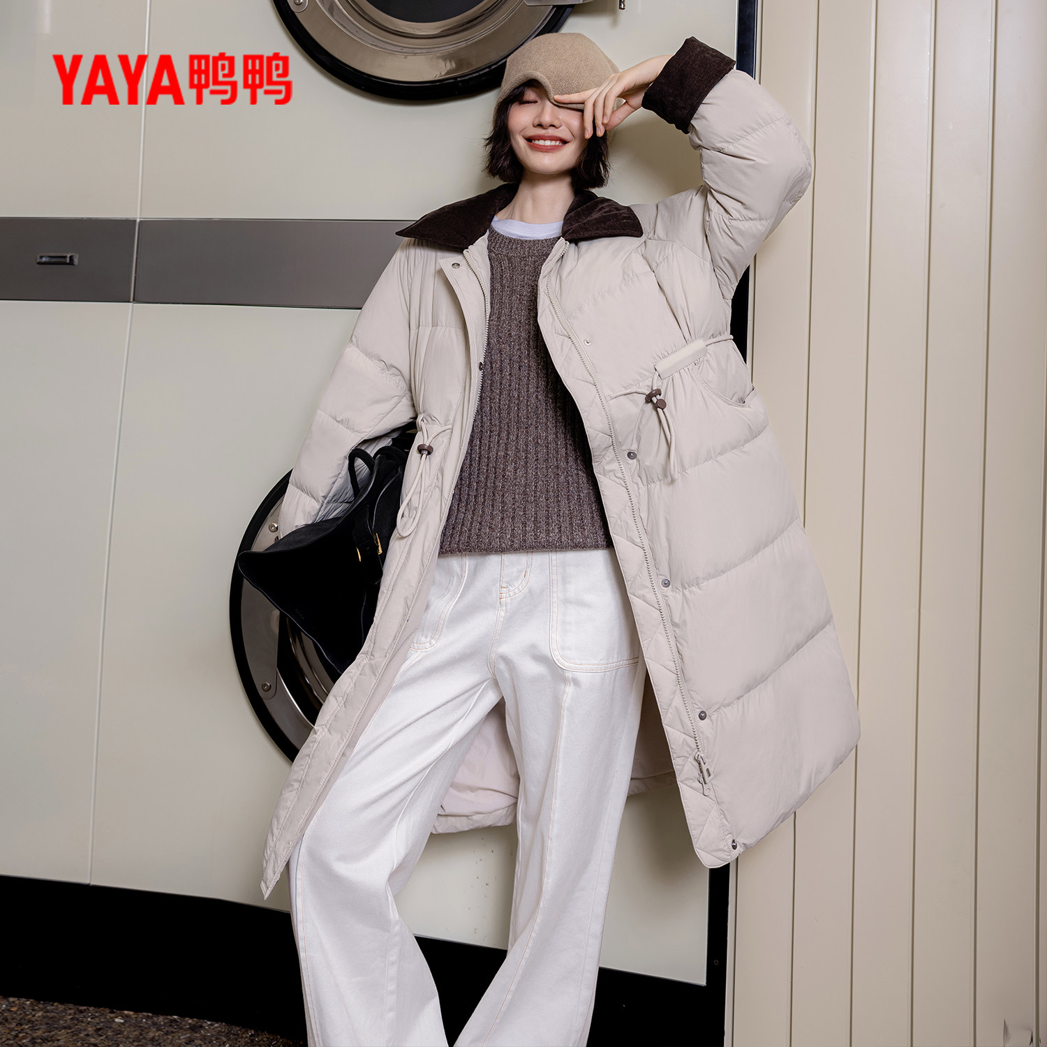 YAYA鸭鸭冬季时尚休闲保暖韩版白鸭绒女士长款羽绒服YE5B600352N,女装/女士精品,羽绒服,淘宝优惠券,粉丝福利购,淘宝优惠卷
