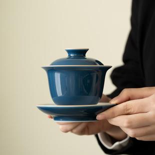 纯手工陶瓷盖碗茶杯手工大号青釉薄胎茶碗三才盖碗敬茶碗功夫茶具