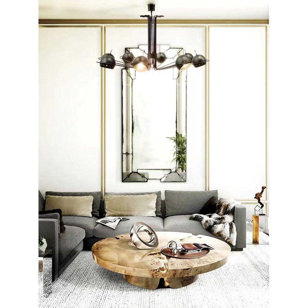 意式轻奢实木茶几现代简约设计师款小户型客厅家用树榴高级感茶桌