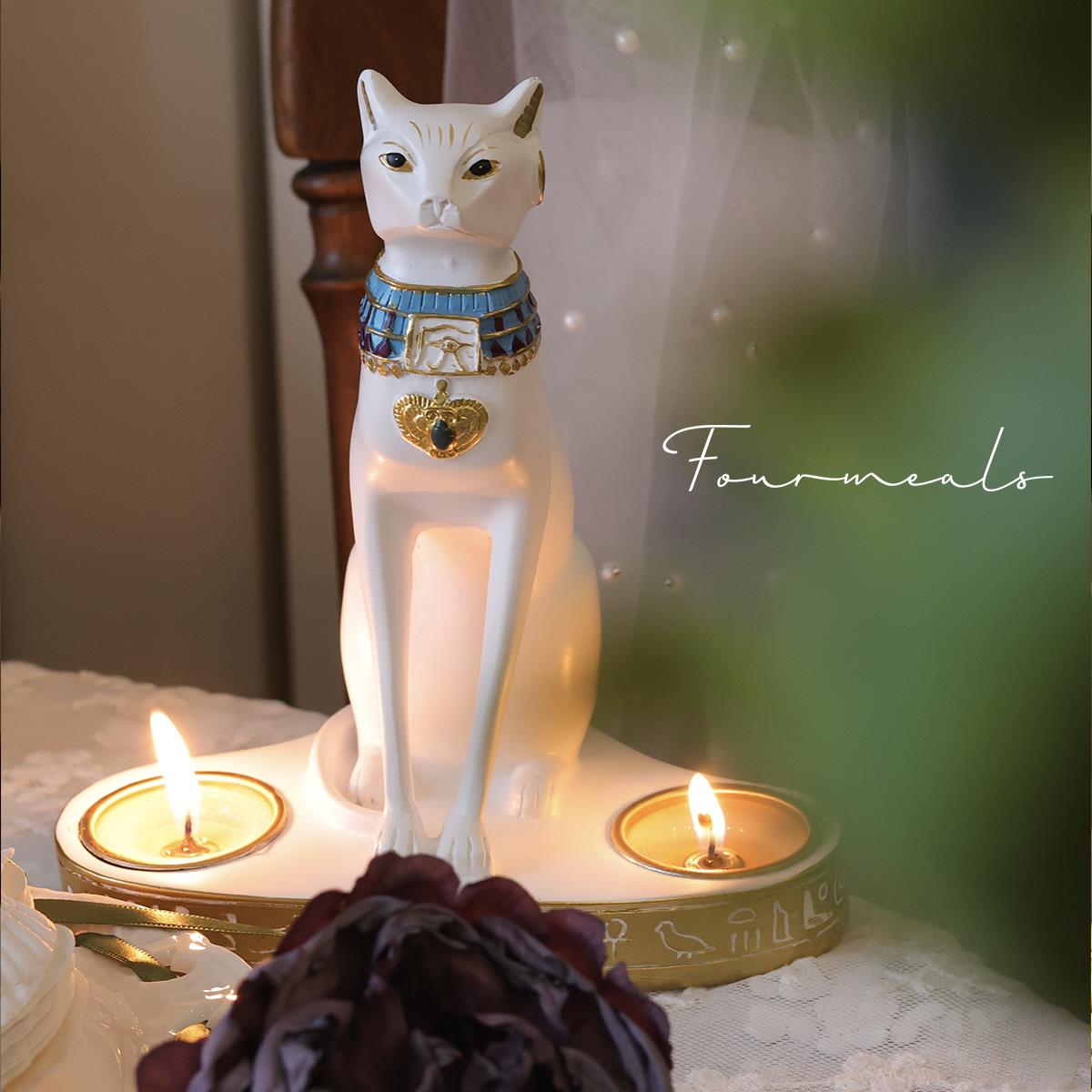 《月亮爬上来》露娜猫咪香薰蜡烛烛台摆件高级感复古道具中古法式