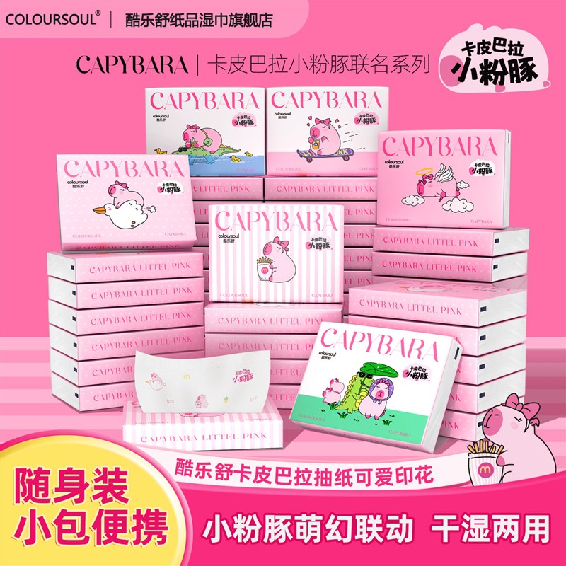 萌宠卡皮巴拉手i帕纸小包纸巾便携式印花卫生纸小包餐巾纸面巾纸