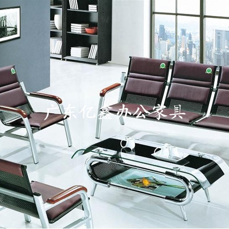 简约时尚沙发 五金西皮沙发 商务洽谈会客接待办公沙发机场等候椅