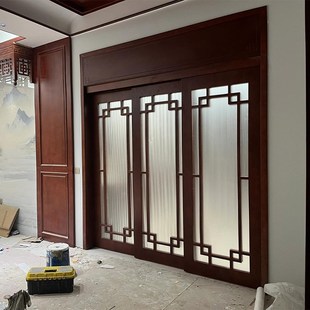 门新实木推拉格子门客厅阳台卧室房间吊轨门