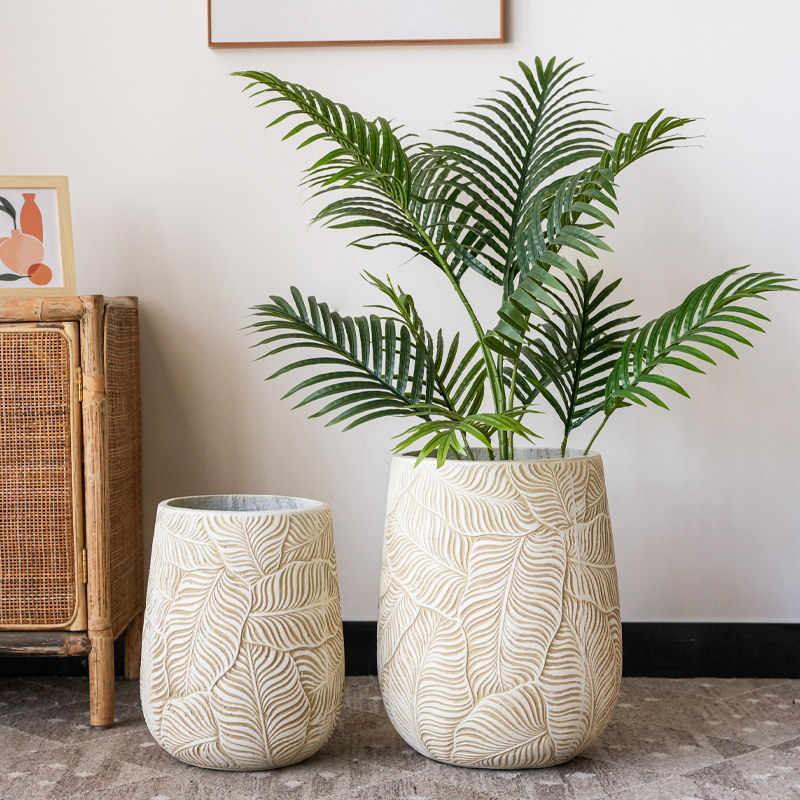 水泥盆大型绿植镁泥器客厅阳台落地室内装饰