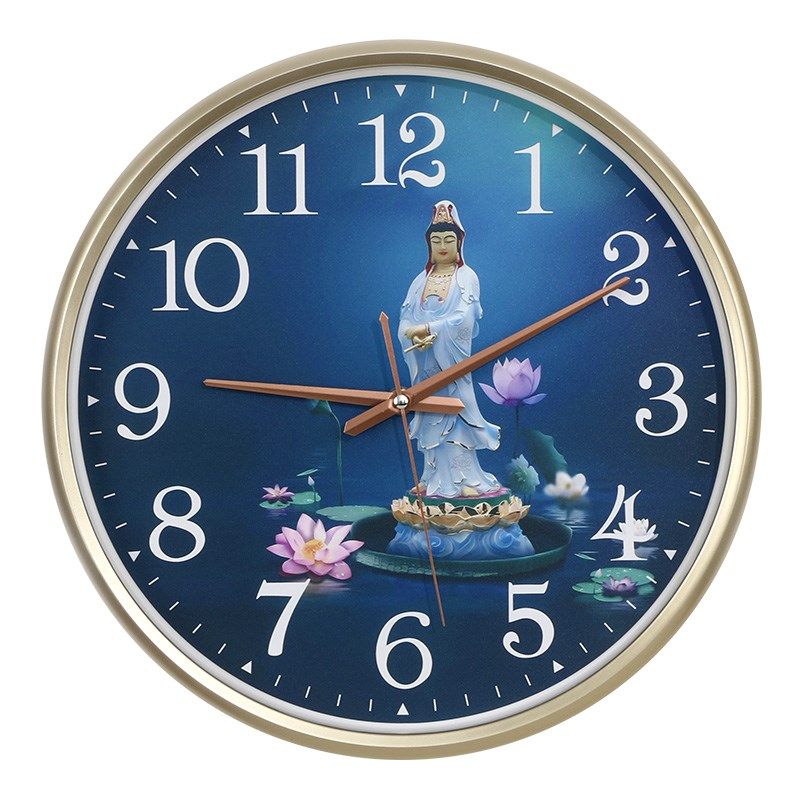 圆形客厅装饰创意挂钟复古佛系钟表带日历温度石英钟静音墙壁挂表