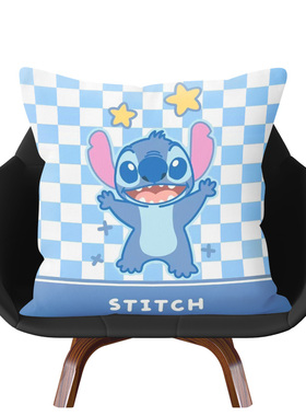 蓝色史迪仔抱枕星际宝贝靠枕史迪奇枕头银河爱车载方形卡通