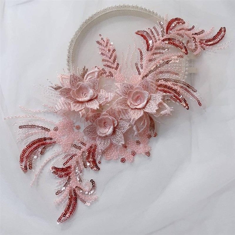 新款大号酒红色重工钉珠蕾丝布刺绣绣片服饰装饰品布,居家布艺,布贴,淘宝优惠券,粉丝福利购,淘宝优惠卷