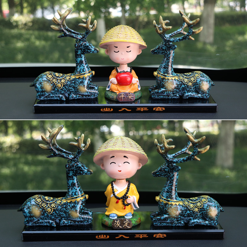 一路平安鹿汽车内饰品摆件创意车载香水小车上高档装饰用品大全男