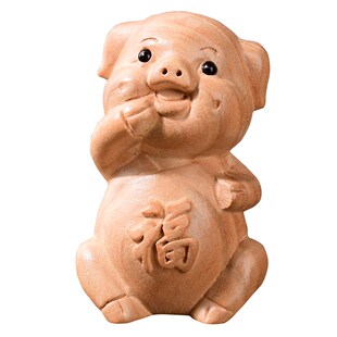 桃木猪色手把件十二生肖猪客厅实木饰品创意小礼品