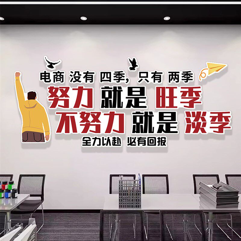 电商企业公司形象办公室励志标语背景氛围感装饰挂画纸,家居饰品,文化墙贴,淘宝优惠券,粉丝福利购,淘宝优惠卷