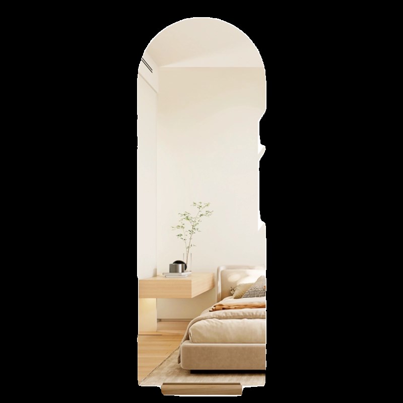 BOLEN 实木底座穿衣镜家用拱门全身镜子入户玄关装饰镜落地试衣镜
