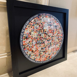 月球圆形拼图框立体悬浮实木地球女权片月亮形异拼图相框