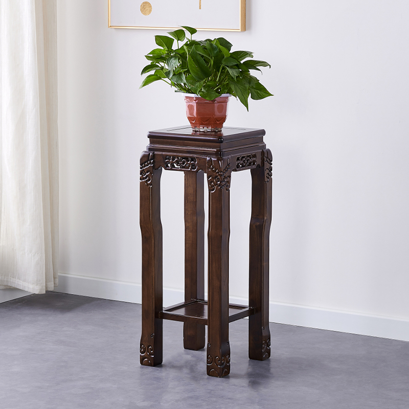 实木花架客厅吊兰榆木仿古绿萝盆景圆形鱼缸室内架子阳台中式