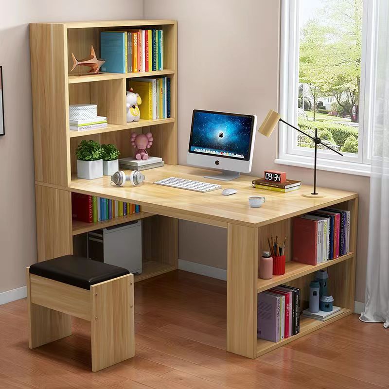 人书桌书架一体桌子学生家用学习桌电脑桌台式桌桌子工作台靠窗