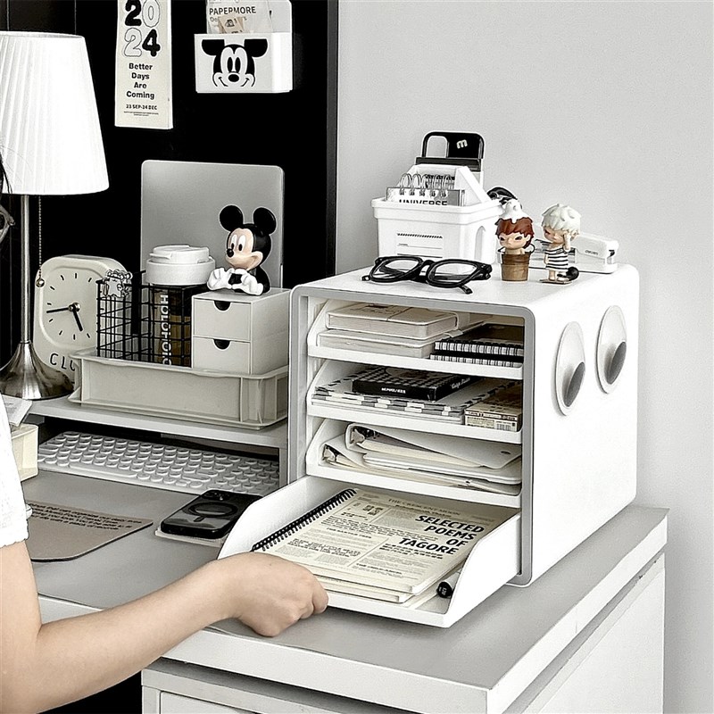 桌面文件收纳架抽屉式学生书桌文具用品办公室档案资料多层置物盒