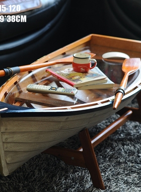 欧式仿古落地客厅多功能装饰船玻璃茶几实木橱柜咖啡桌形茶几