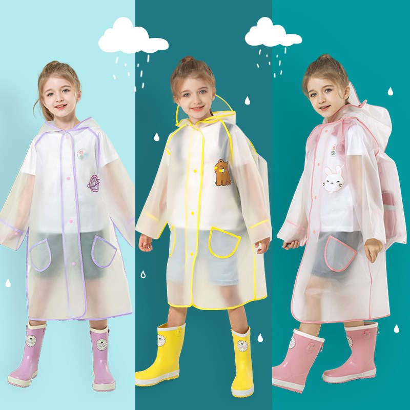 儿童雨衣女童女孩中童宝宝带书包位防水接送玩水专用水衣2022