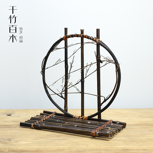 紫竹装饰篱笆摆件花器寿司摆台特色手工竹工艺品农家名宿装饰茶道