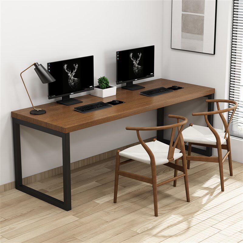 实木台式电脑桌简约办公工作台桌子学生家用卧室书桌简易写字桌
