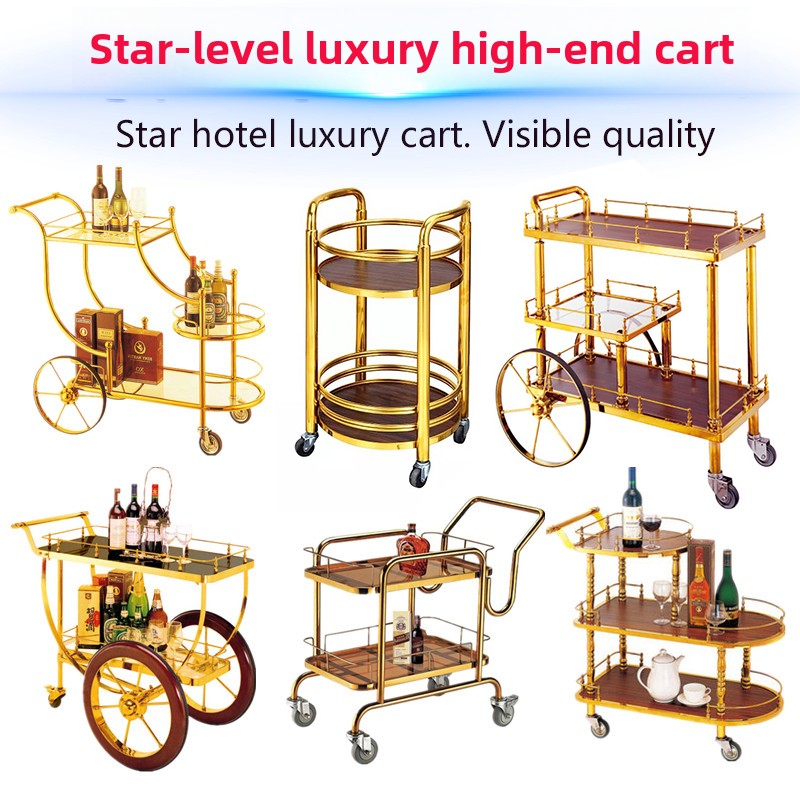 不锈钢酒店餐厅饮料车茶车小吃蛋糕车Ktv酒吧服务推车玻璃可拆卸
