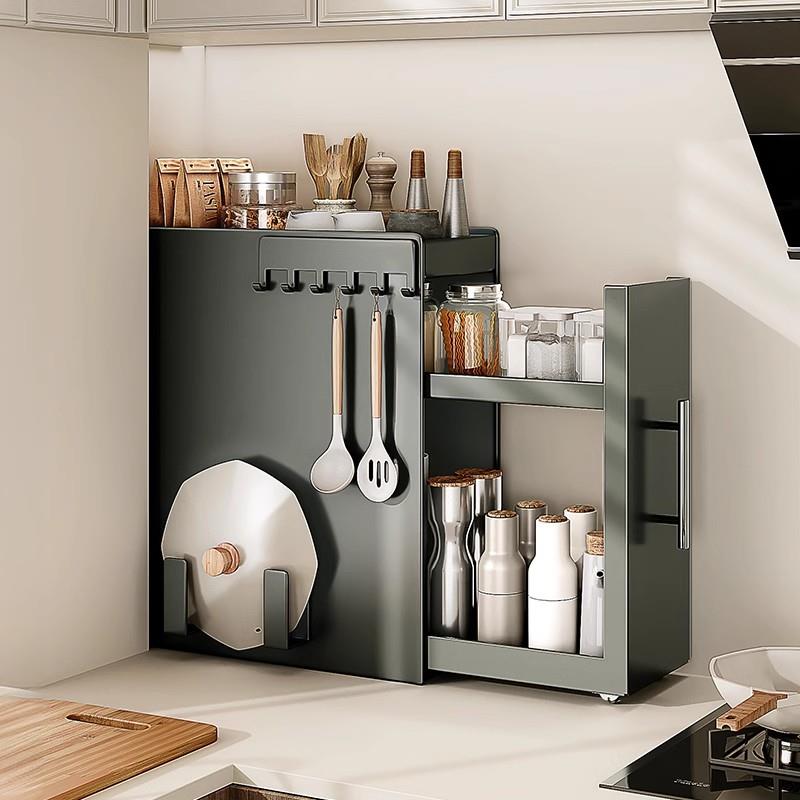 厨房抽拉式调料品玻璃置物架台面多功能收纳架子多层调味调料架