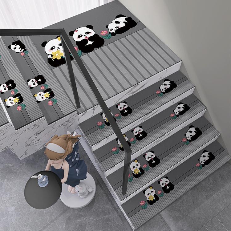 熊猫卡通loft楼梯垫阶梯网红铁艺楼梯隔音垫榻榻米台阶防滑地毯