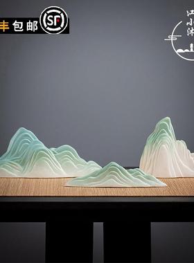 中式创意家居沙盘枯山水刘钱陶瓷假山玄关茶室桌面鱼缸造景装饰品