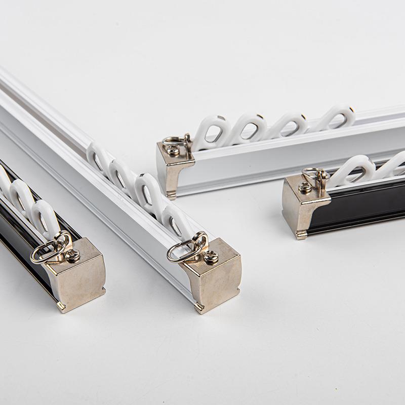 新一代滚轮款铝合金窗帘直轨道滑轨纳米顺滑静音双轨单轨顶装侧装