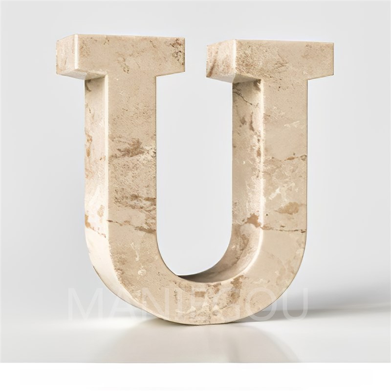 侘寂风黄洞石书立大理石字母书档茶几办公室桌面书房书柜酒柜