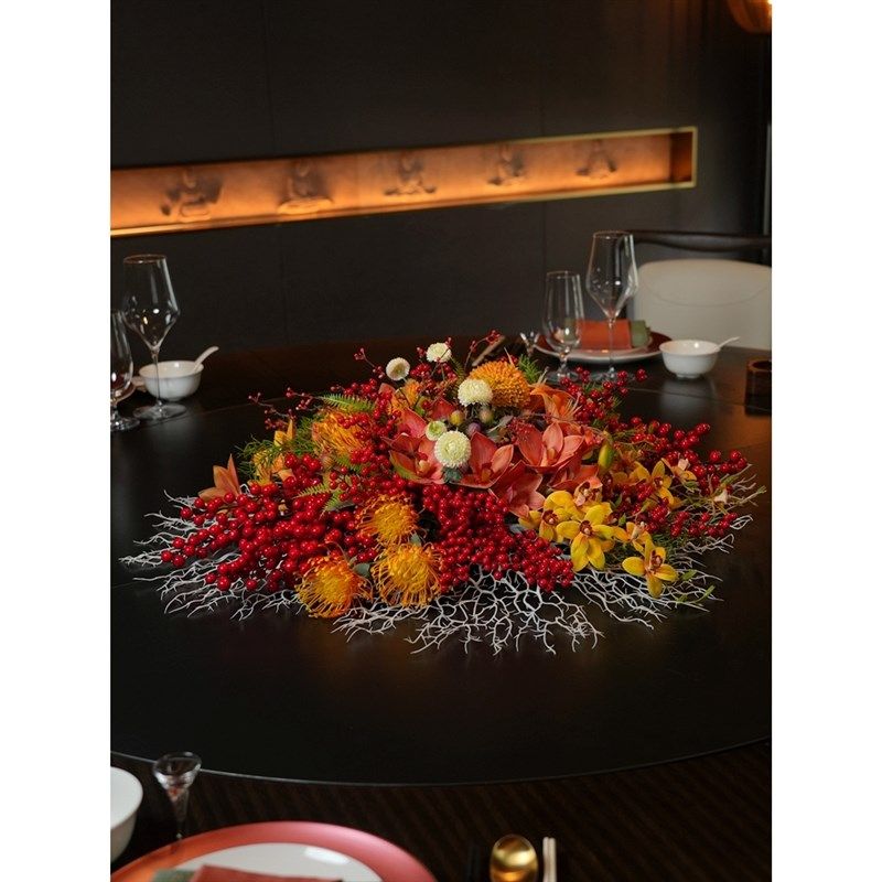 酒店大圆桌摆新艺包厢餐桌中心仿真装饰假,家居饰品,餐桌花艺,淘宝优惠券,粉丝福利购,淘宝优惠卷